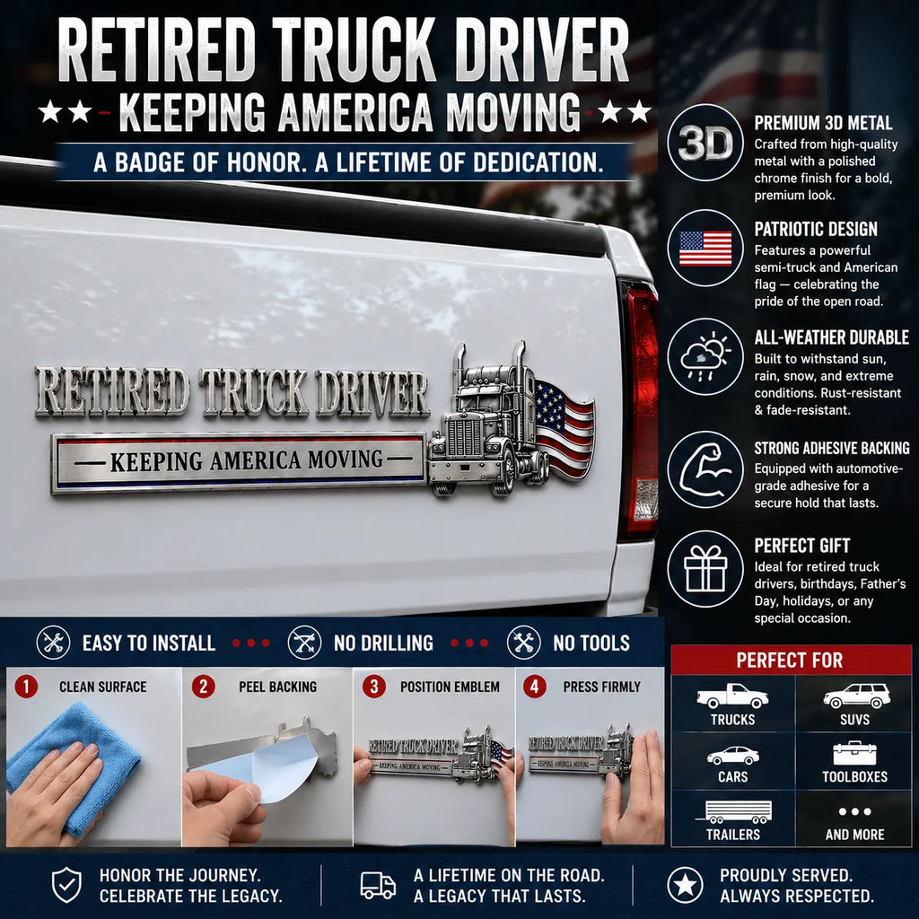 🚚 Retired Truck Driver Car Emblem Badge