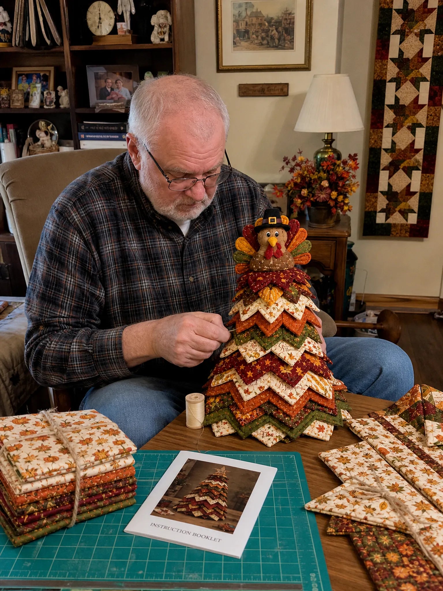 🎄Americana Christmas Tree Quilt Kit – Easy Layered Fabric Holiday Décor for Quilting Lovers