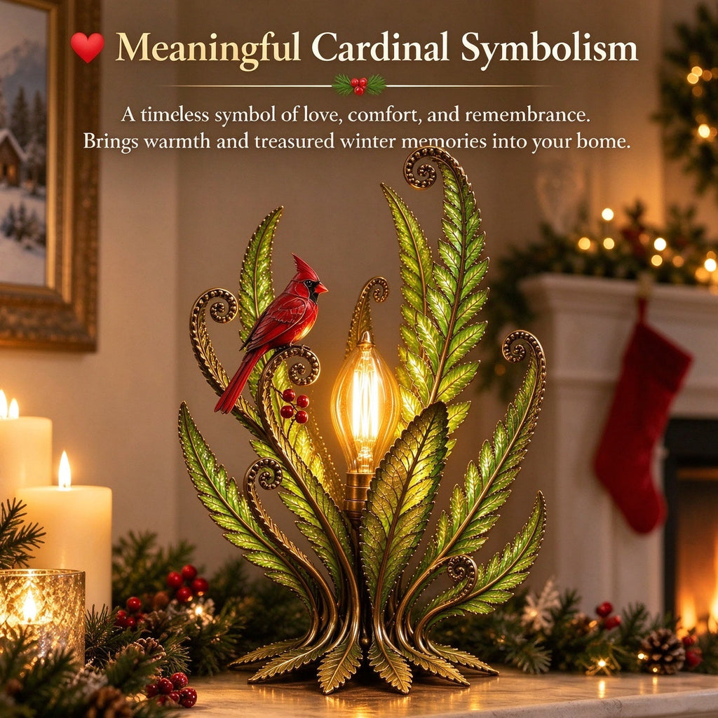 🐦Cardinal Garden Glow Lamp for Vintage Bird & Botanical Home Decor 🌿