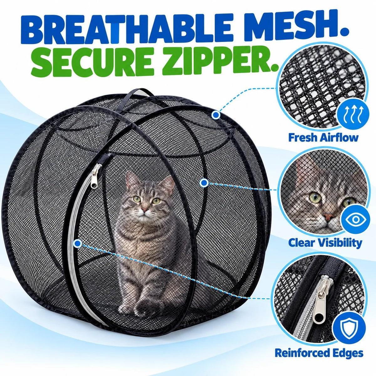 ⏳ Hot Sale 49% OFF – 🐱 Pop Up Cat Playpen | 32-Inch Breathable Mesh Enclosure for Indoor & Outdoor Use 🌿