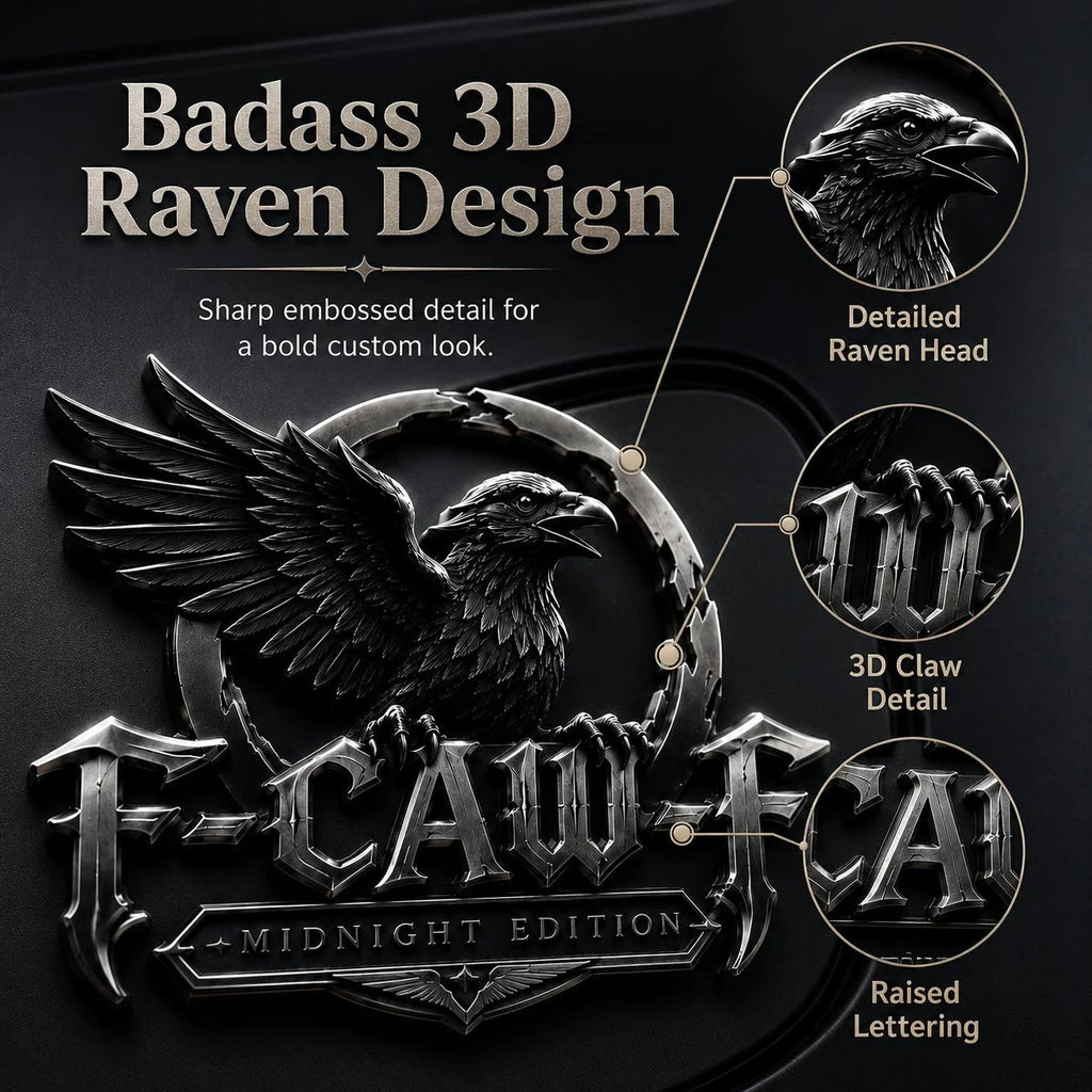 🦅 F-CAW-F™ Midnight Edition Metal Emblem - Premium Raven Badge For Drivers With Attitude