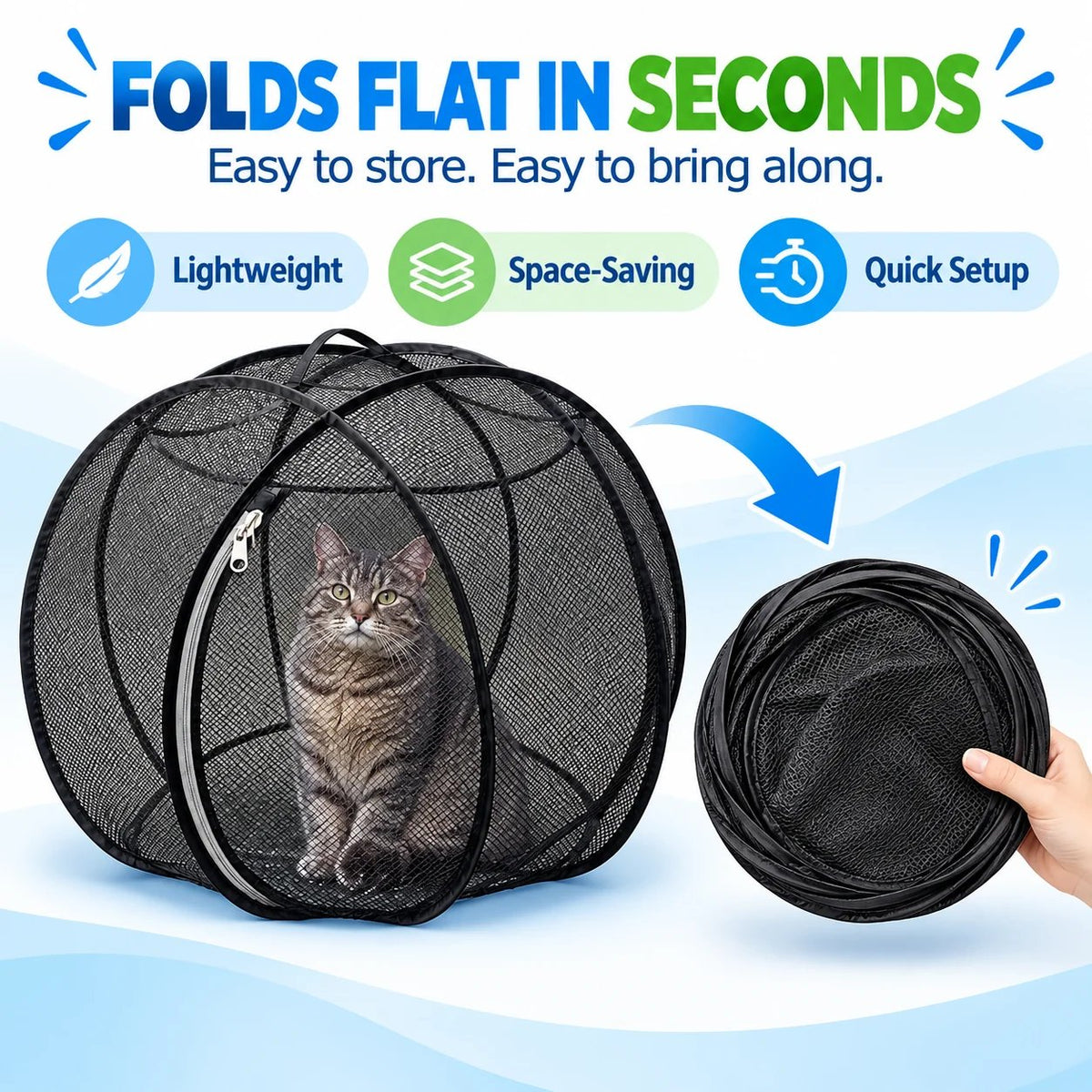 ⏳ Hot Sale 49% OFF – 🐱 Pop Up Cat Playpen | 32-Inch Breathable Mesh Enclosure for Indoor & Outdoor Use 🌿