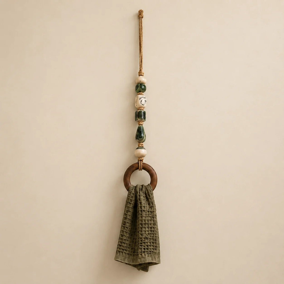 🏡Decorative Beaded Towel Hanger with Wooden Ring