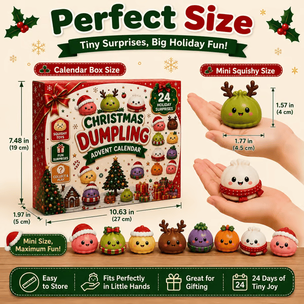 🎅 24 Days of Mini Squishies – Cute 2026 Advent Calendar with Daily Dumpling Surprises