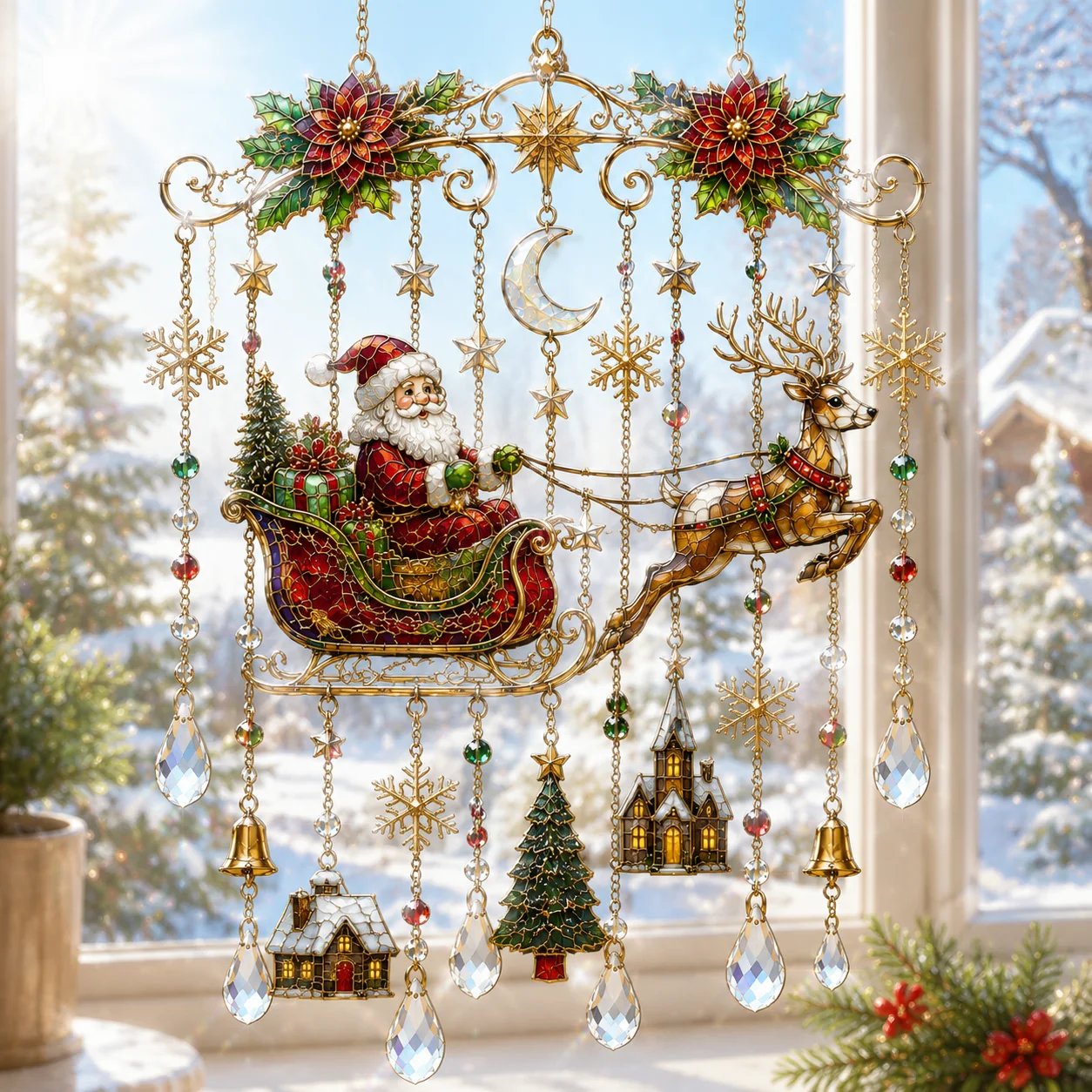 🔥HOT SALE 49% OFF - Handmade Christmas Stained Glass Window Hanging