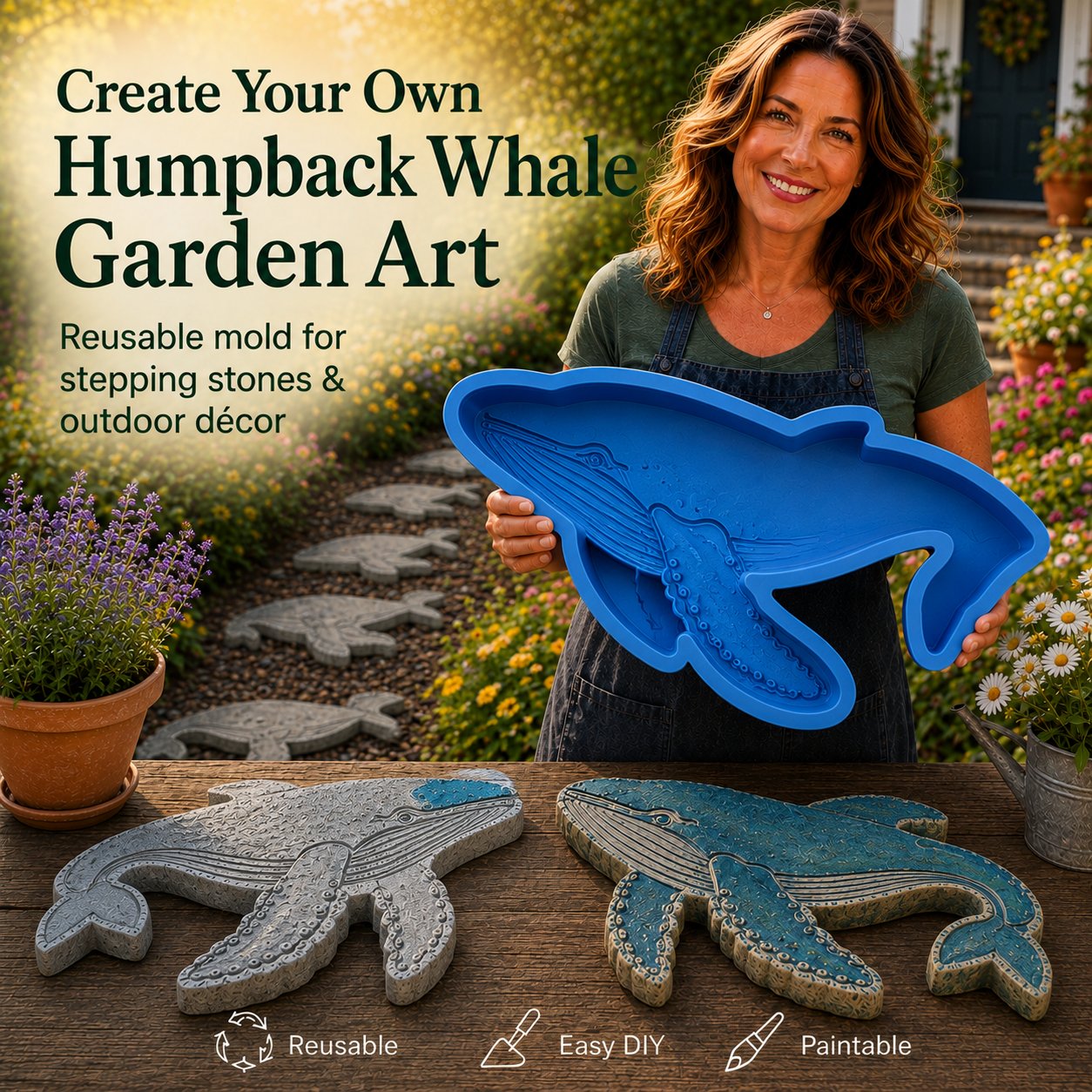 🌊 Reusable Ocean Theme Garden Art Mold – Make Your Garden Truly One of a Kind