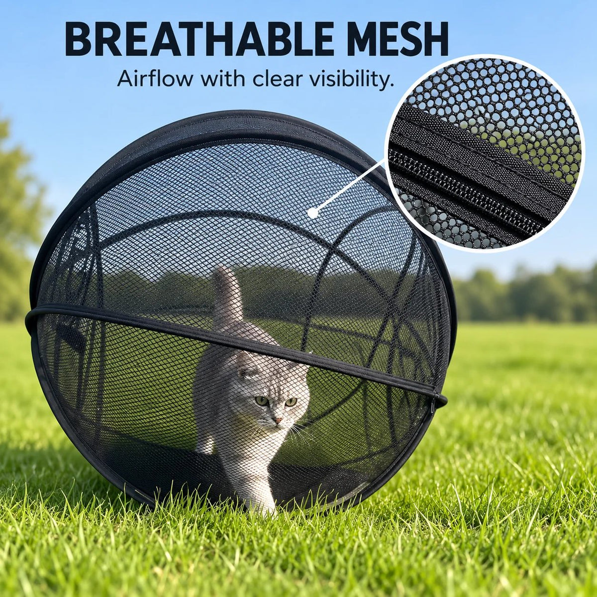 ⏳ Hot Sale 49% OFF – 🐱 Pop Up Cat Playpen | 32-Inch Breathable Mesh Enclosure for Indoor & Outdoor Use 🌿