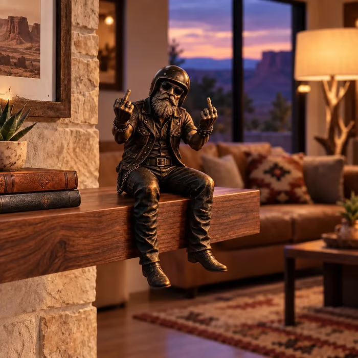 Old Riding Hat Old Biker Soul Shelf Sitter Collection – Rustic Motorcycle Rider ...