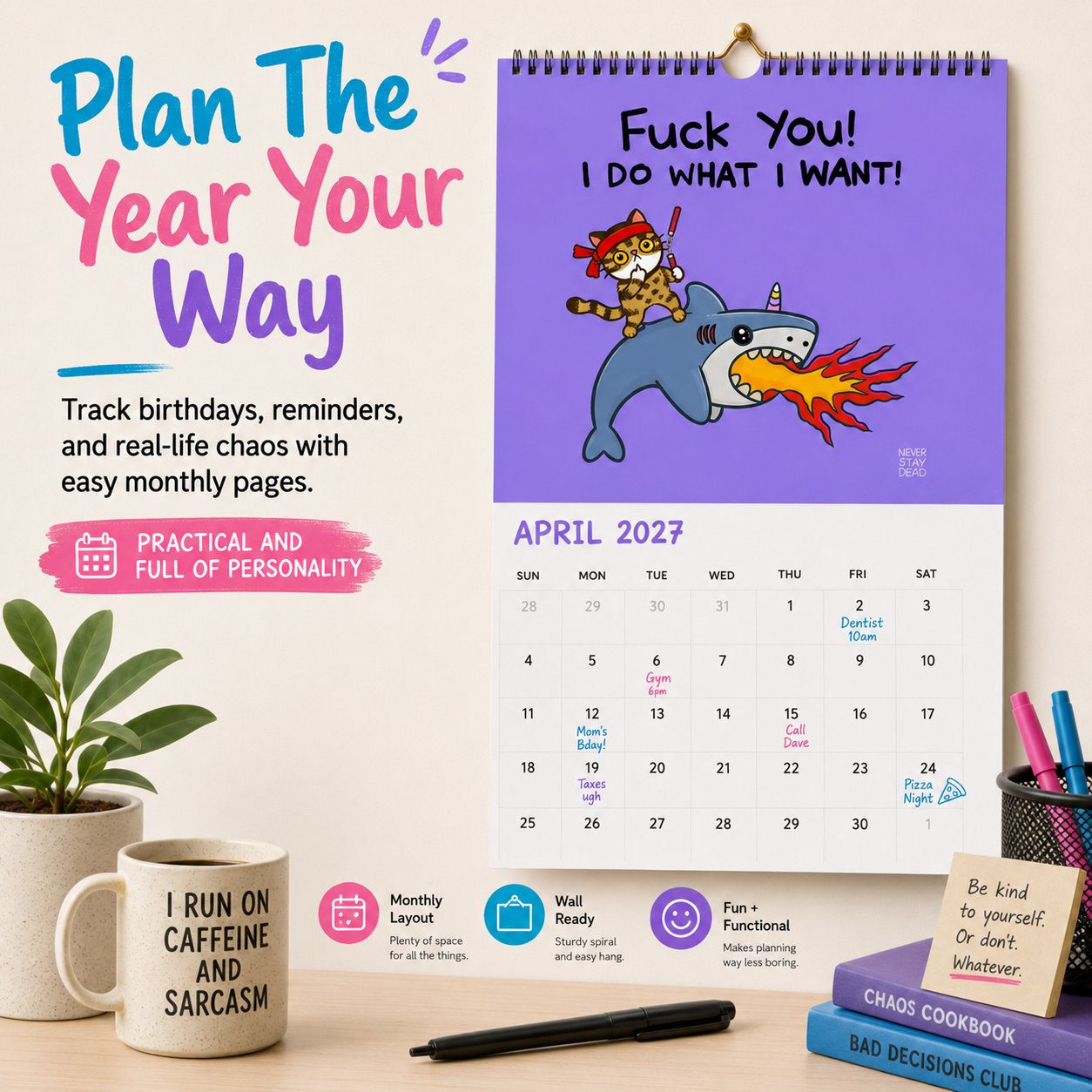 💥Early Bird Sale — 49% OFF🎁Wall Calendar 2027📆 Offensively Cute & Unapologetically Fun! 🌟