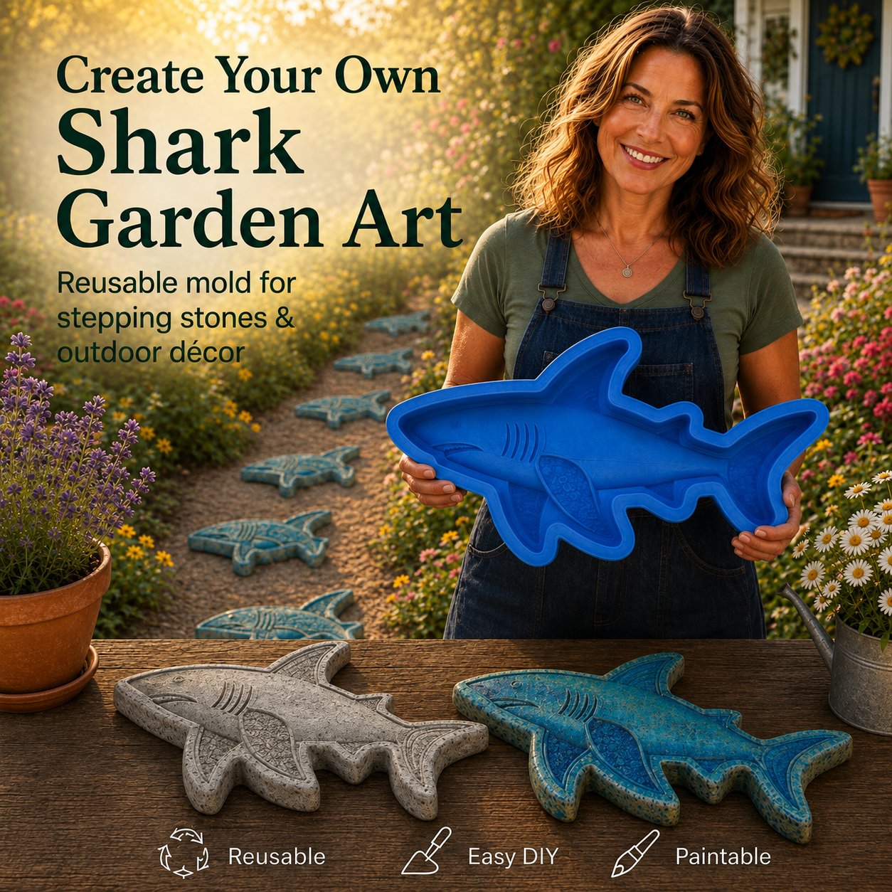 🌊 Reusable Ocean Theme Garden Art Mold – Make Your Garden Truly One of a Kind