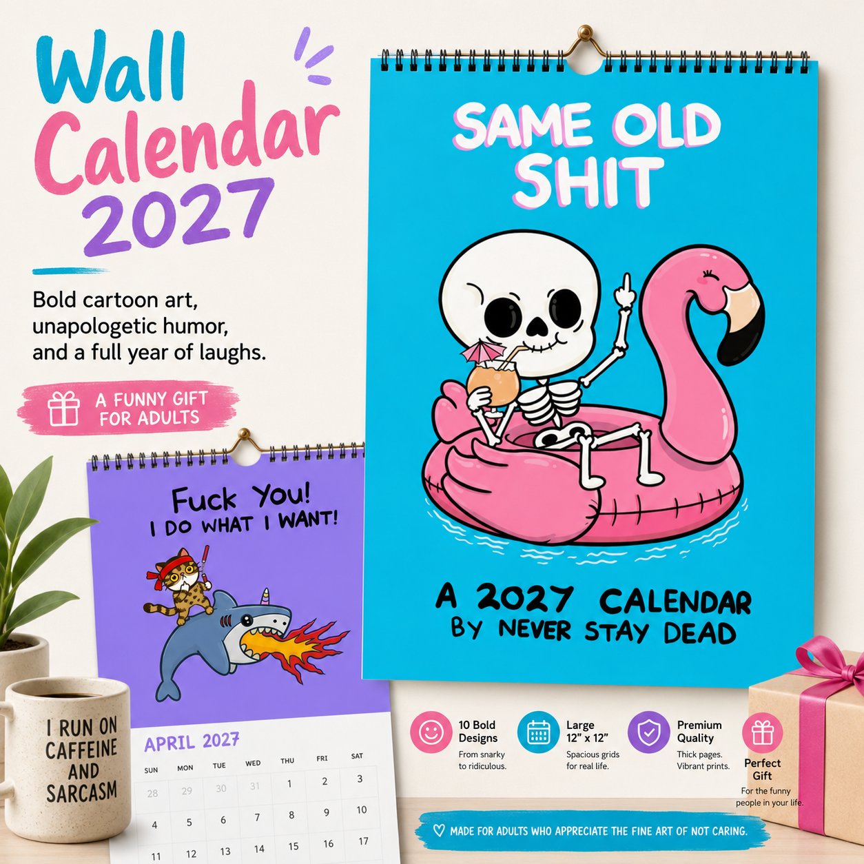 💥Early Bird Sale — 49% OFF🎁Wall Calendar 2027📆 Offensively Cute & Unapologetically Fun! 🌟