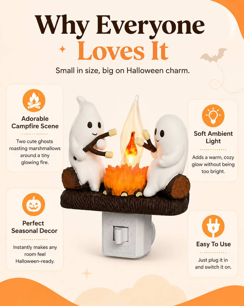 Ghost Campfire Flickering Nightlight✨🔥👻