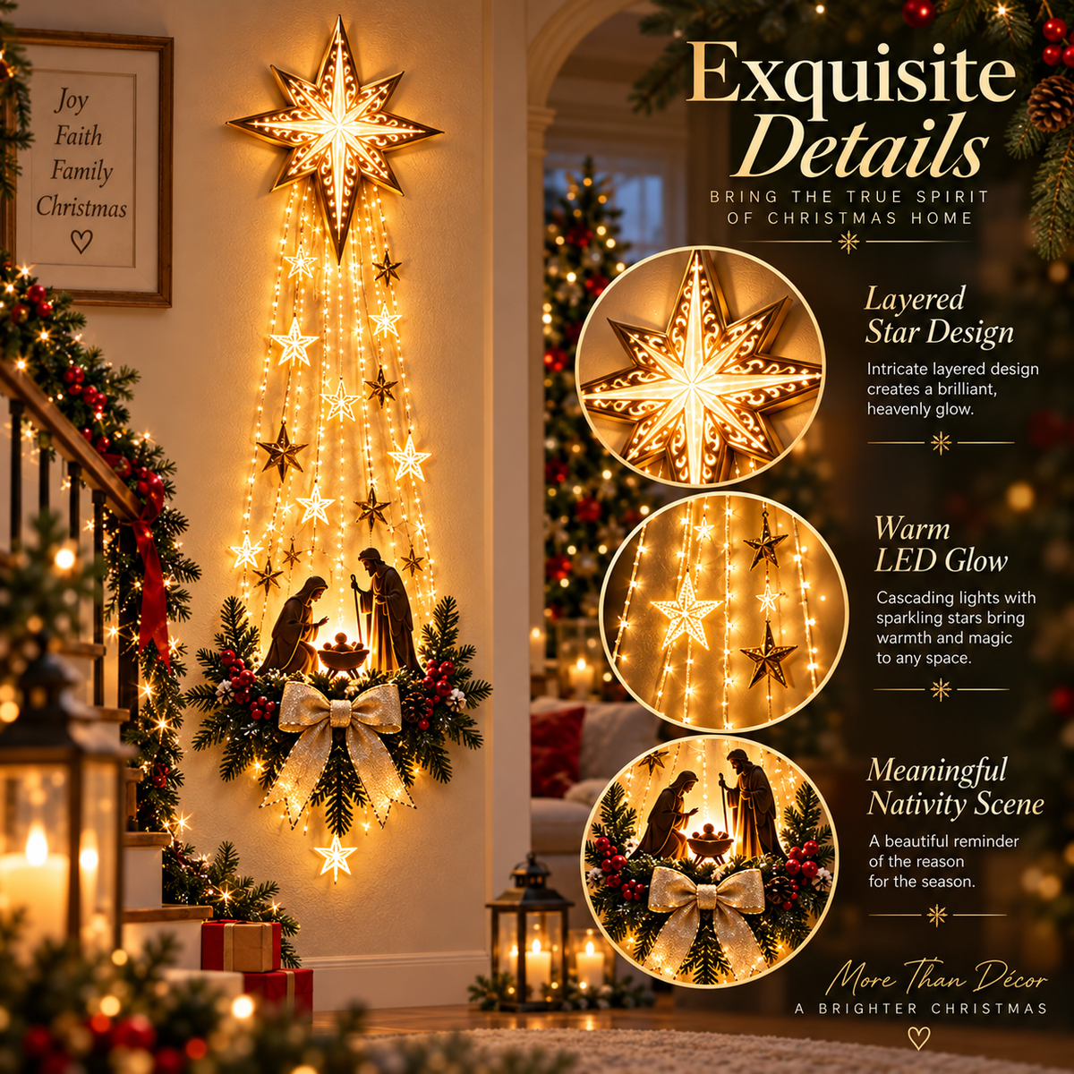 ✨✝️ Bethlehem Star of Faith™ – Lighted Nativity Wall Decor