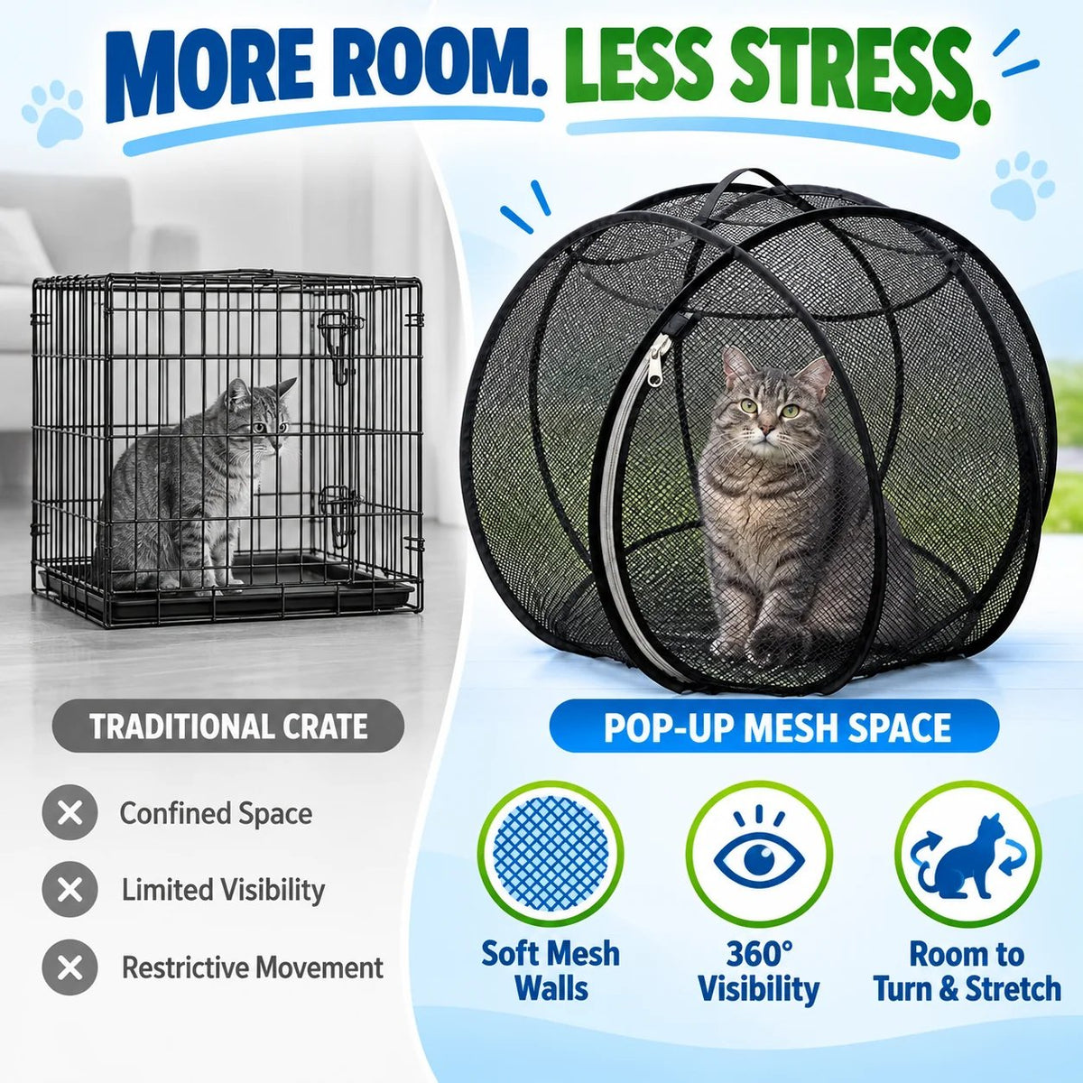 ⏳ Hot Sale 49% OFF – 🐱 Pop Up Cat Playpen | 32-Inch Breathable Mesh Enclosure for Indoor & Outdoor Use 🌿