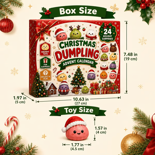 🎅 24 Days of Mini Squishies – Cute 2026 Advent Calendar with Daily Dumpling Surprises
