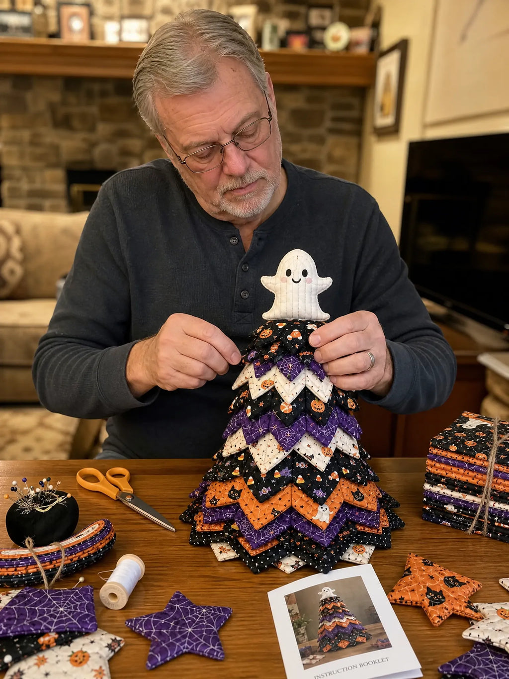 🎄Americana Christmas Tree Quilt Kit – Easy Layered Fabric Holiday Décor for Quilting Lovers