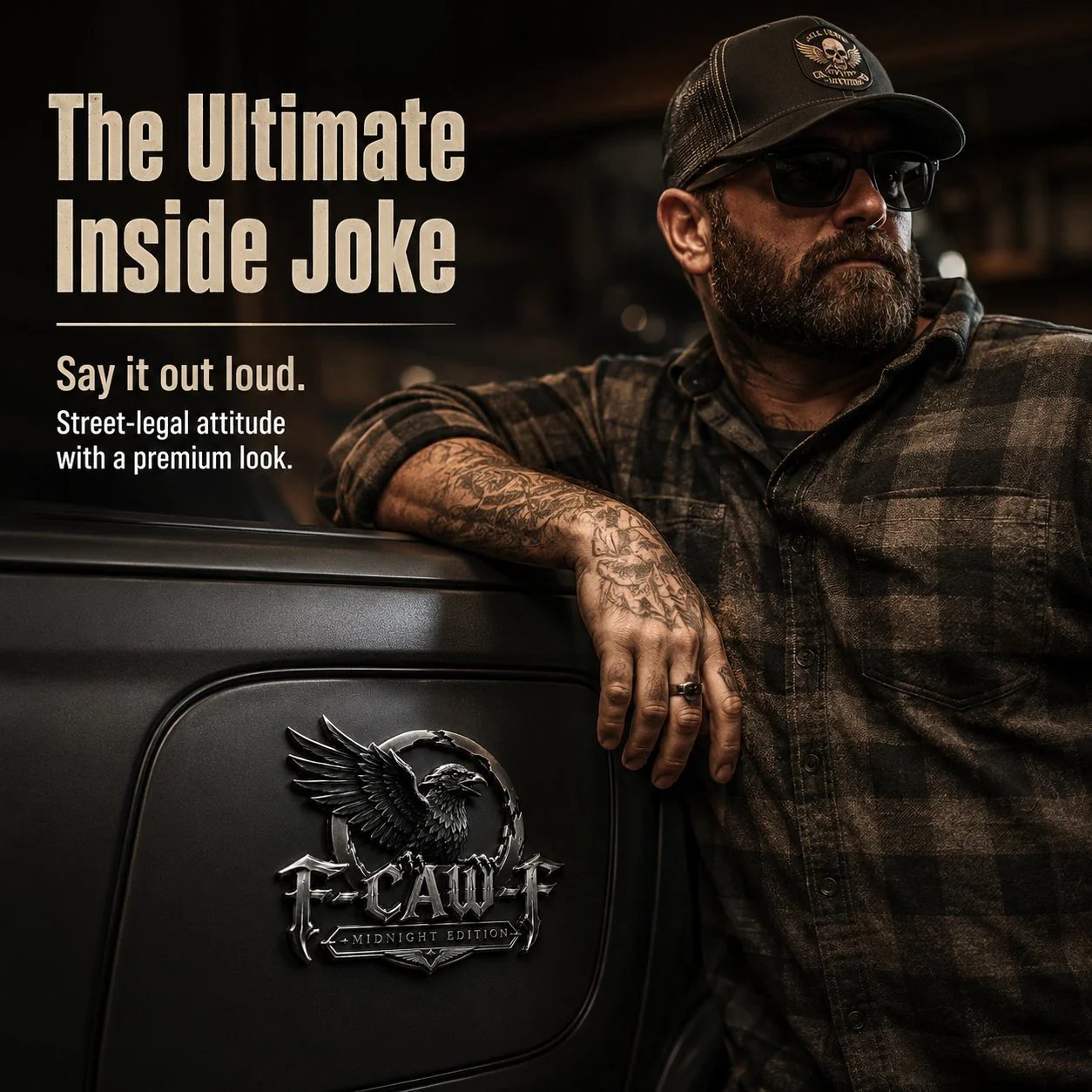 🦅 F-CAW-F™ Midnight Edition Metal Emblem - Premium Raven Badge For Drivers With Attitude