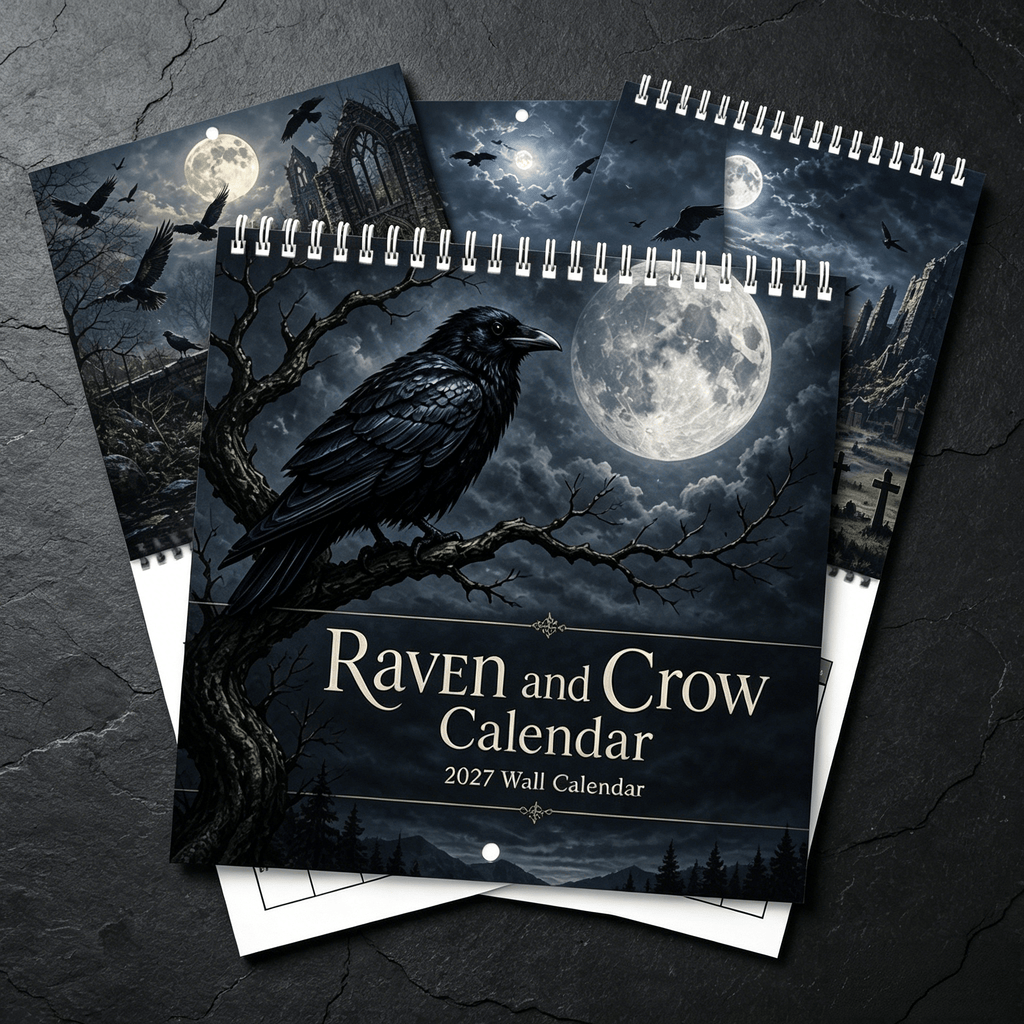 🐦‍⬛Raven & Crow 2027 Wall Calendar — 12 Months of Moonlit Gothic Art🖤