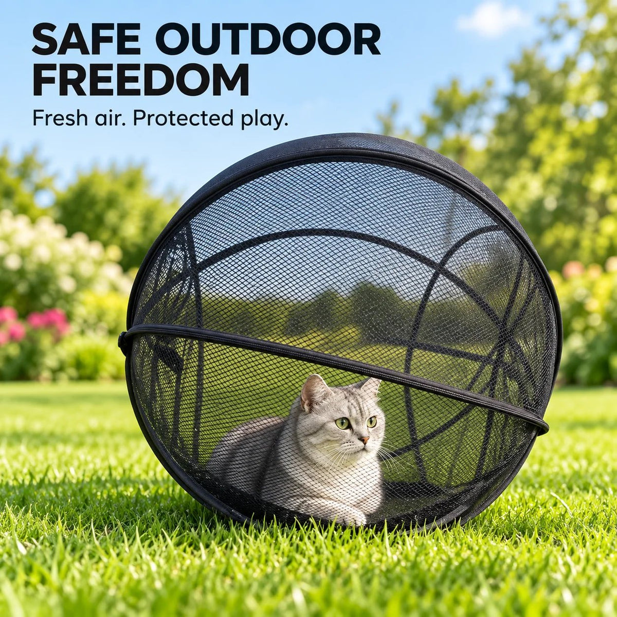 ⏳ Hot Sale 49% OFF – 🐱 Pop Up Cat Playpen | 32-Inch Breathable Mesh Enclosure for Indoor & Outdoor Use 🌿