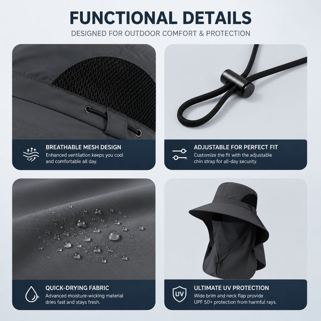 ☀️ SUMMER SALE 49% OFF 🔥 UPF 50+ Sun Protection Hat With Full Face & Neck Coverage