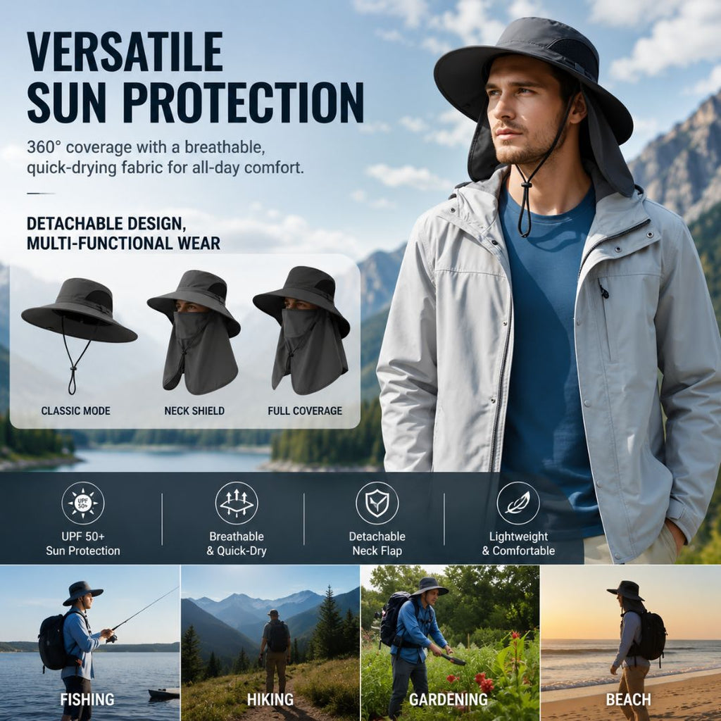 ☀️ SUMMER SALE 49% OFF 🔥 UPF 50+ Sun Protection Hat With Full Face & Neck Coverage