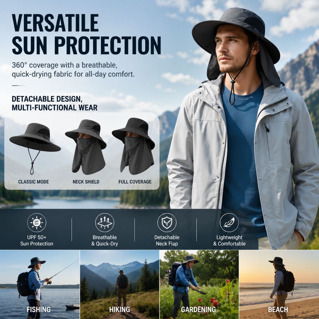 ☀️ SUMMER SALE 49% OFF 🔥 UPF 50+ Sun Protection Hat With Full Face & Neck Coverage